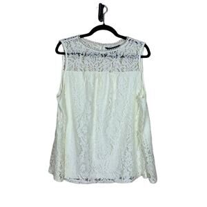 Zac & Rachel Sleeveless Lace Blouse Ivory Size XL